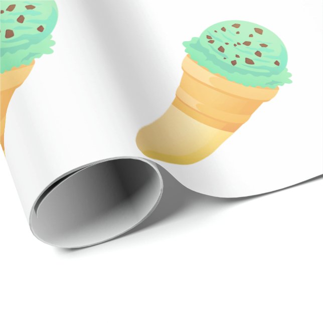 Mint chocolate chip ice cream cone wrapping paper (Roll Corner)