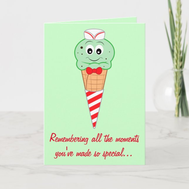 Mint Chocolate Chip Ice Cream Father's Day Card (Front)