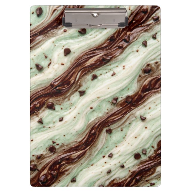 Mint Chocolate Chip Milkshake Marble Design Clipboard (Front)