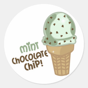 Mint Chocolate Chip with text Classic Round Sticker