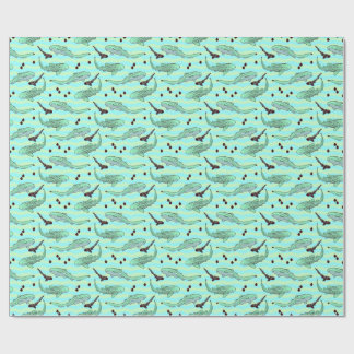 Mint Chocolate Chip Zebra Sharks Wrapping Paper