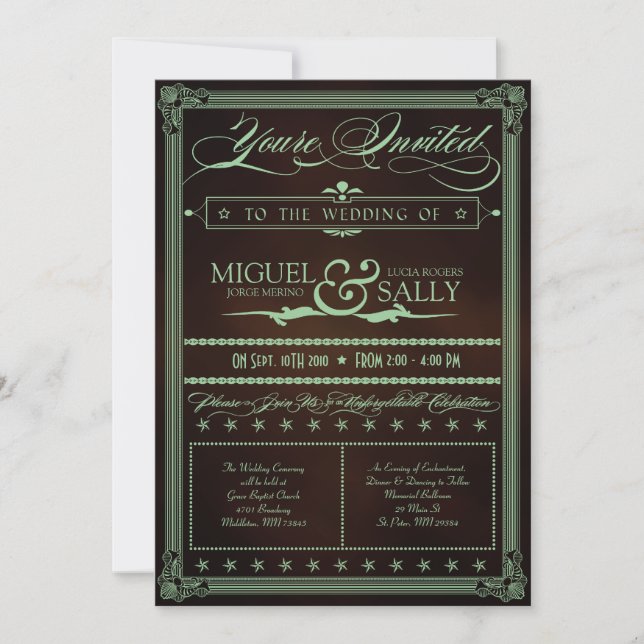 Mint & Chocolate DIY Wedding Invitation (Front)