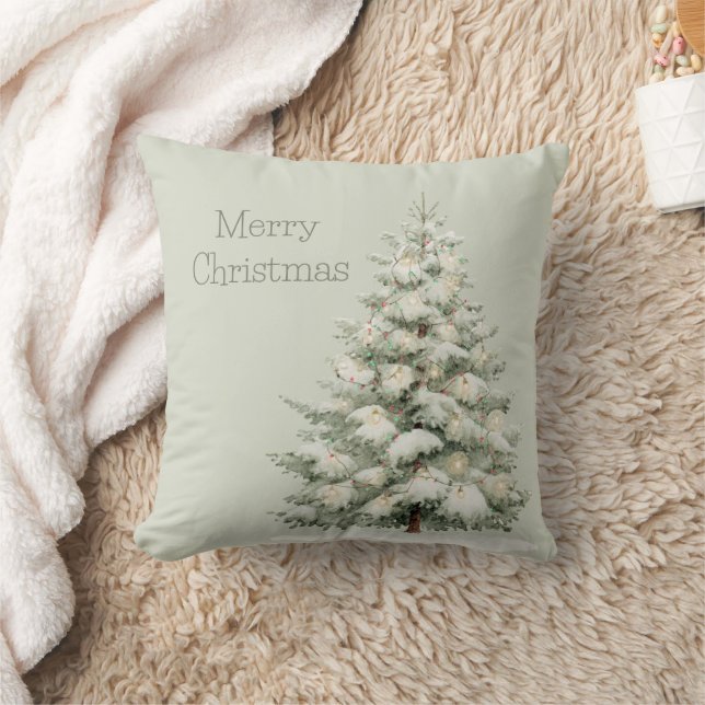 Mint Christmas Tree Lights Cushion (Blanket)