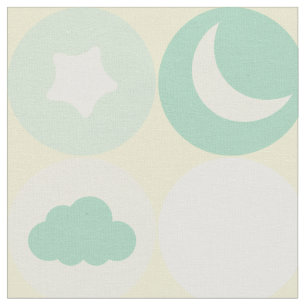 Mint Clouds Moons and Stars Baby Nursery Pattern Fabric