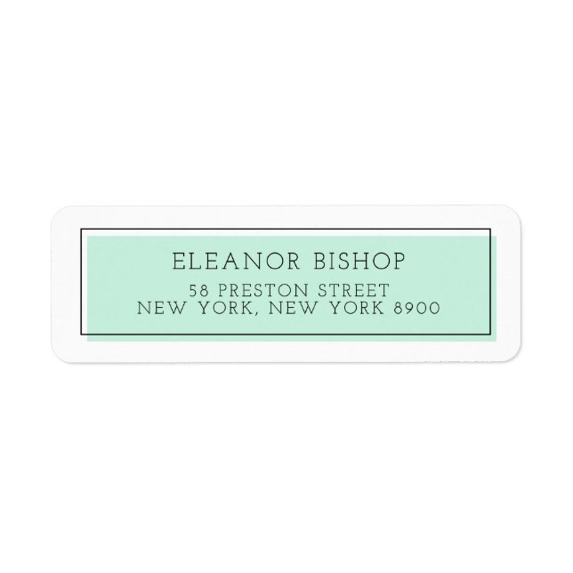 Mint Colour Block Minimalist Return Address Label (Front)