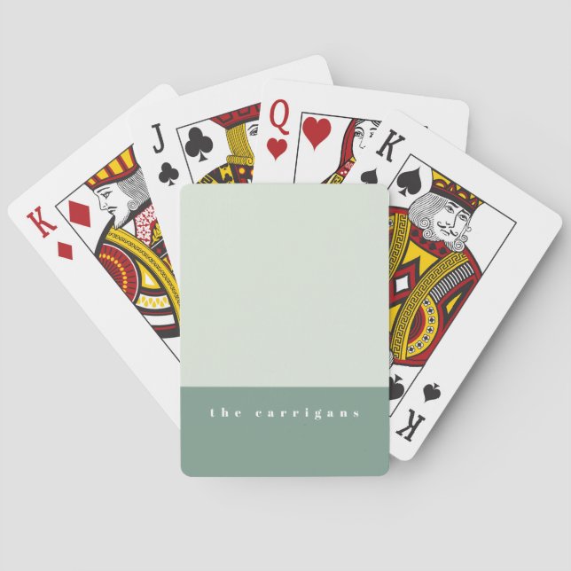 Mint Colour Block Personalised Playing Cards (Back)