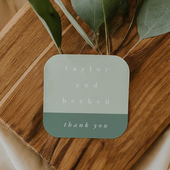 Mint Colour Block Personalised Thank You Sticker (Mint Color Block Personalized Thank You Sticker)