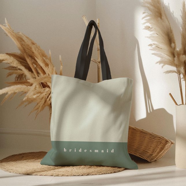 Mint Colour Block Personalised Tote Bag (Mint green color block bridesmaid wedding tote bag.)