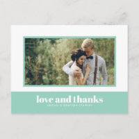 Mint Colour Block Photo Thank You Postcard