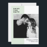 Mint Colour Block with Modern Typography Photo Save The Date<br><div class="desc">Mint Colour Block with Modern Typography Photo Save the Date Announcement. Customisable save the date featuring modern typography with mint and white colour block background. This modern save the date is perfect for any wedding theme. Other colours are available.</div>