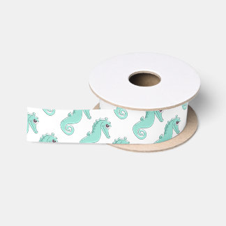 Mint Coloured Seahorse Satin Ribbon