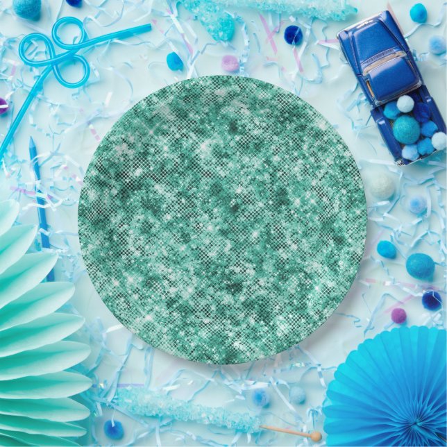 Mint Confetti Glitter Paper Plate (Party)