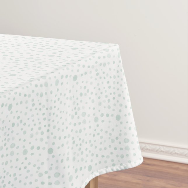 Mint Confetti Watercolor Dots Table Cloth (In Situ)