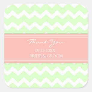 Mint Coral Chevron Thank You Wedding Favour Tags