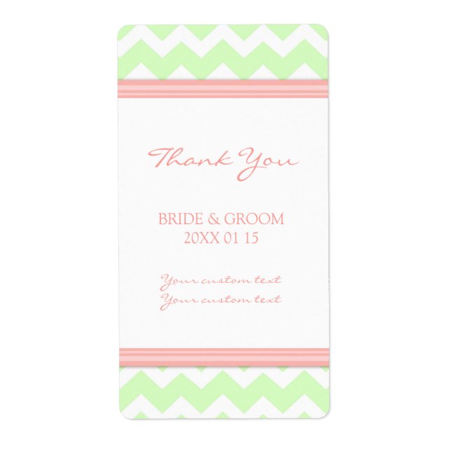 Mint Coral Chevron Wedding Labels (Front)