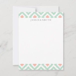 Mint Coral Diamonds Ikat Pattern