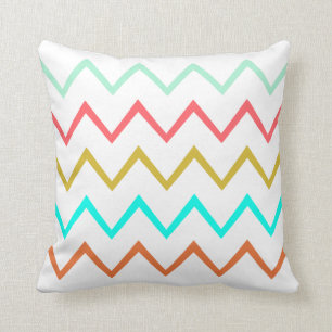 Mint/Coral/Gold/Turquoise/Copper Zig Zag Pillow