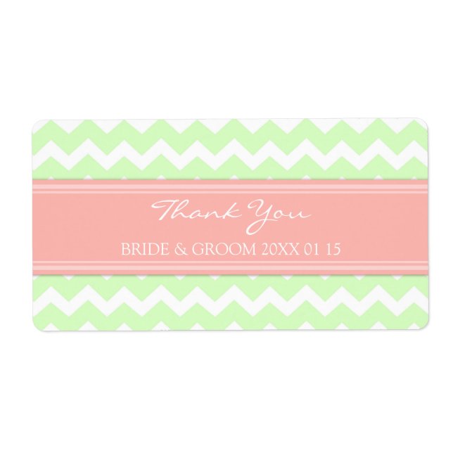 Mint Coral Pink Chevron Wedding Labels (Front)