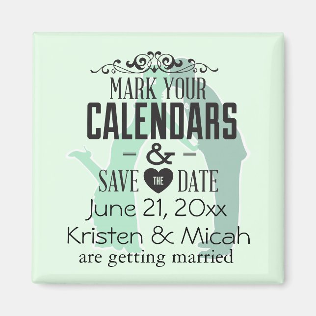 Mint Couple Wedding Magnet (Front)