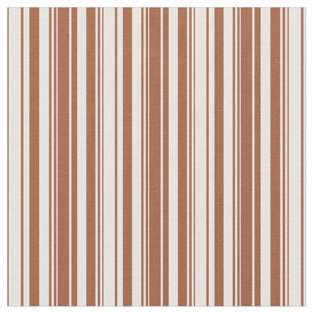 Mint Cream and Sienna Stripes Pattern Fabric (Close Up)
