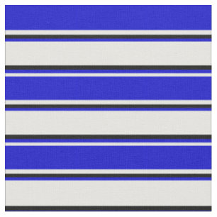 Mint Cream, Blue & Black Coloured Stripes Fabric