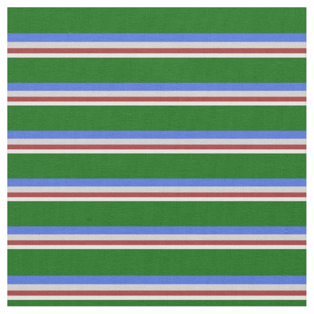 Mint Cream, Brown, Light Grey, Royal Blue & Green Fabric (Close Up)
