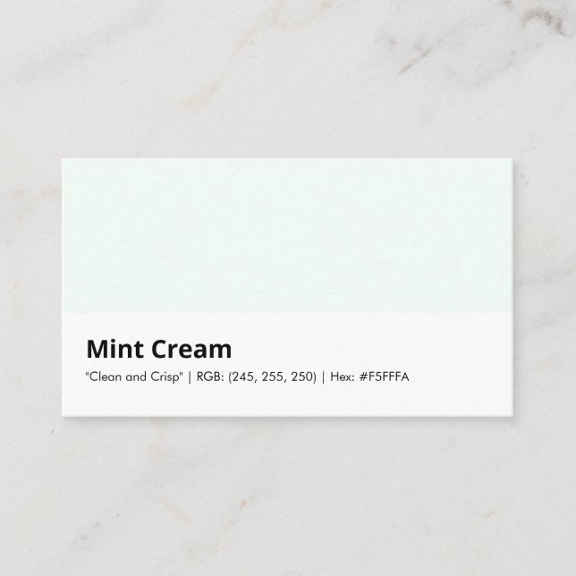 Mint Cream | "Clean and Crisp" Business Card (Front)