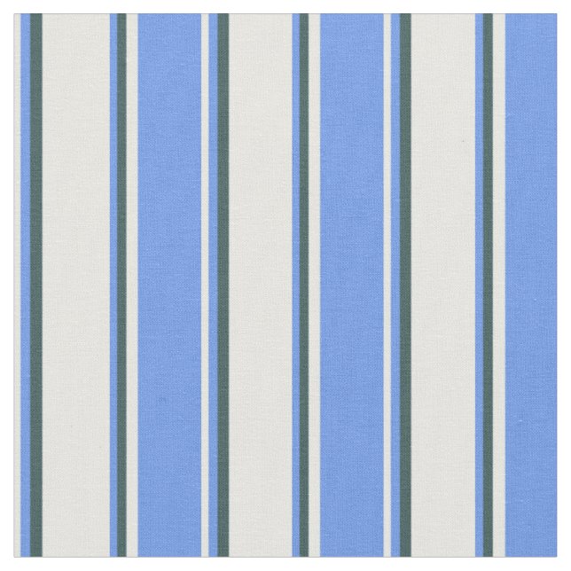 Mint Cream, Cornflower Blue & Dark Slate Grey Fabric (Close Up)