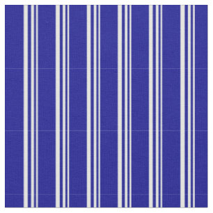 Mint Cream & Dark Blue Stripes Pattern Fabric