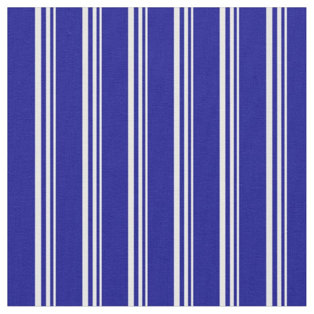 Mint Cream & Dark Blue Stripes Pattern Fabric (Close Up)