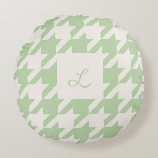 Mint Cream Houndstooth Monogrammed Throw Pillow