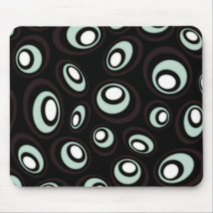 Mint & Cream Offset Retro Ovals Mouse Mat