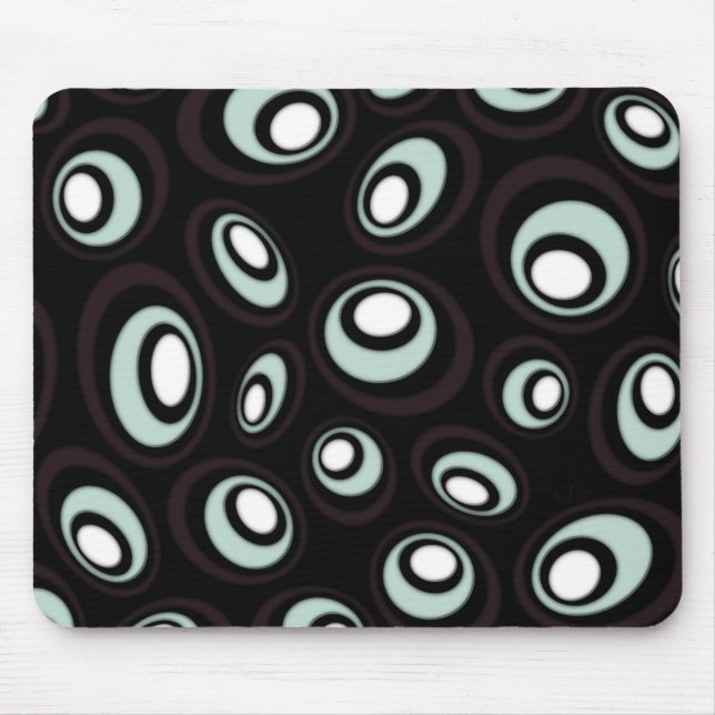 Mint & Cream Offset Retro Ovals Mouse Mat (Front)