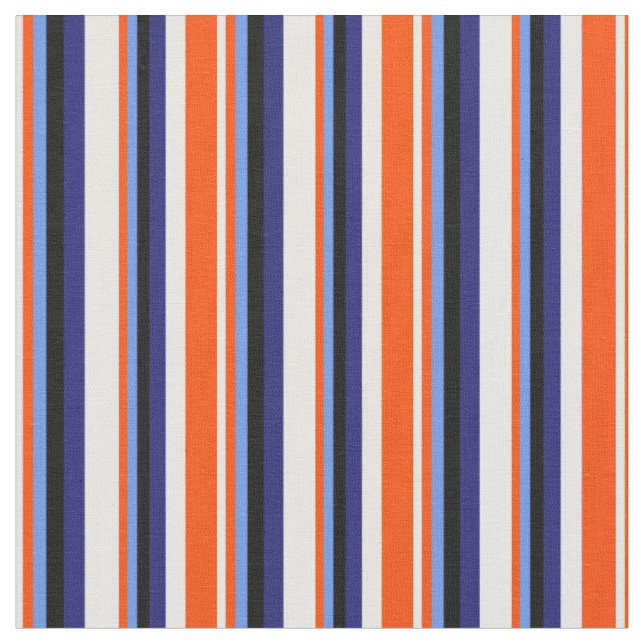 Mint Cream, Red, Cornflower Blue, Black & Blue Fabric (Close Up)