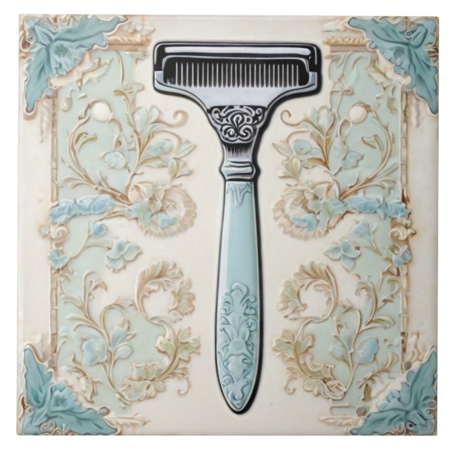 Mint & Cream Shaving Razor Shaver Funny Bathroom Tile (Front)