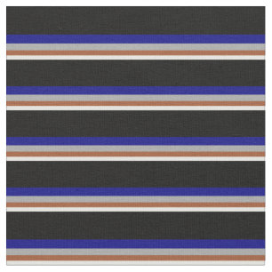 Mint Cream, Sienna, Dark Grey, Blue & Black Lines Fabric