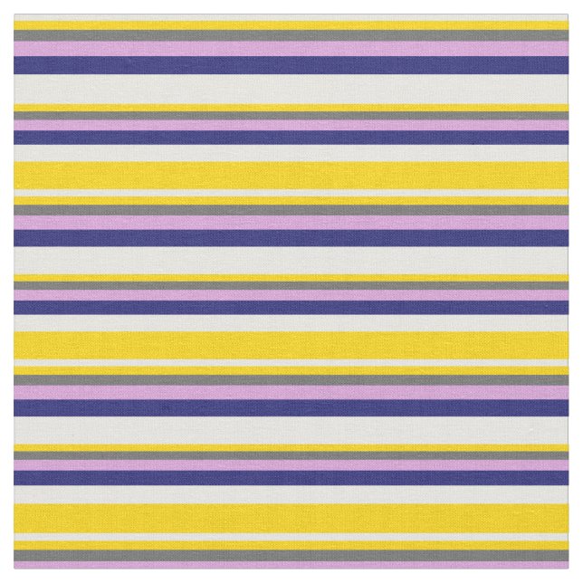 Mint Cream, Yellow, Dim Grey, Plum & Midnight Blue Fabric (Close Up)