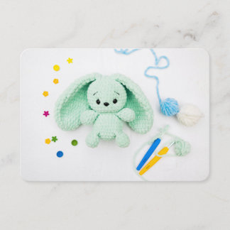 Mint Crochet Bunny – Cozy Yarn Aesthetic Enclosure Card