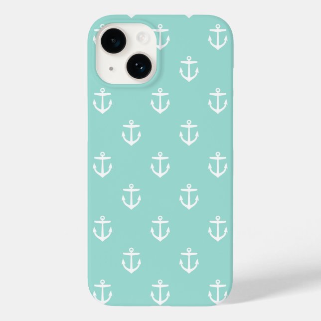 Mint Cute Anchor Pattern Case-Mate iPhone Case (Back)