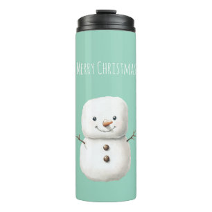 Mint Cute Christmas Snowman Thermal Tumbler