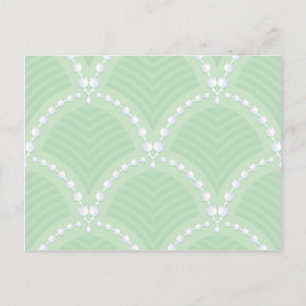 Mint,cute,white,art deco,pearl,pattern,art nouveau postcard
