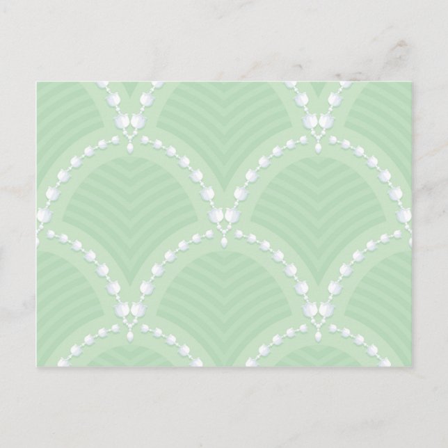 Mint,cute,white,art deco,pearl,pattern,art nouveau postcard (Front)