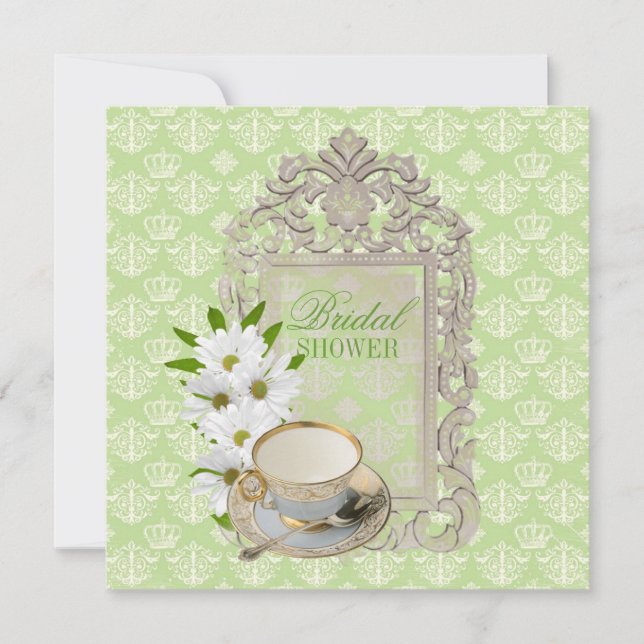 mint daisy Bridal Shower Tea Party Invitation (Front)