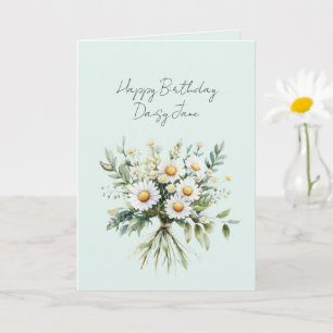 Mint Daisy Flowers Birthday Card