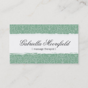 Mint Damask Massage Therapy Business Card