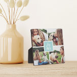 Mint | Dog Mum Photo Collage Plaque<br><div class="desc">Show off your dog mum status with this cute photo collage plaque featuring four square photos of you and your pup. "Dog Mum" appears in the centre in white hand lettered typography on a pastel mint green square.</div>