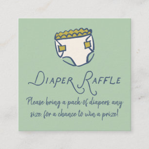 Mint Doodle Baby Shower Diaper Diaper Raffle Enclosure Card
