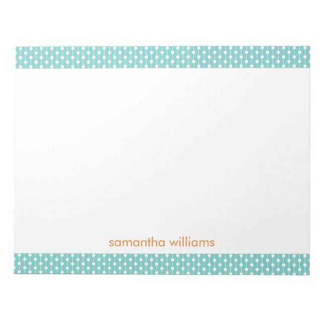 Mint Dots and Stripes Pattern Personalised Notepad (Front)