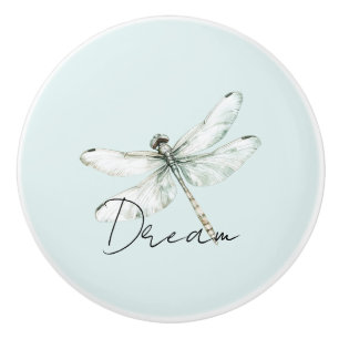 Mint Dragonfly Dream Ceramic Knob