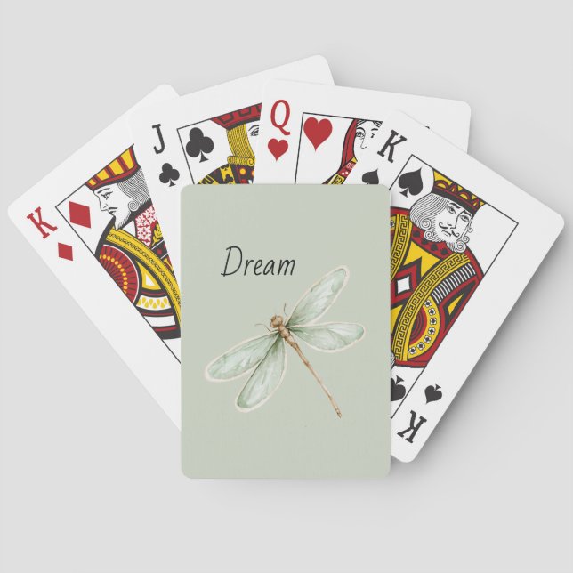 Mint Dream Dragonfly Playing Cards (Back)